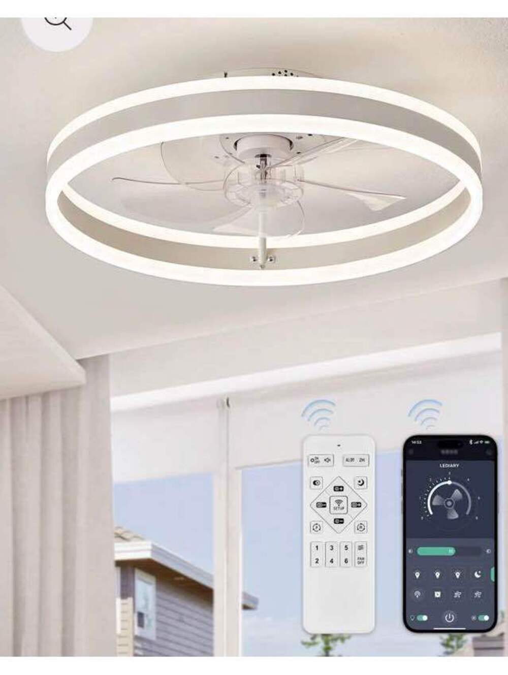 13-Inch Ceiling Fan with Lights & Remote, Modern Flush Mount - New in Box